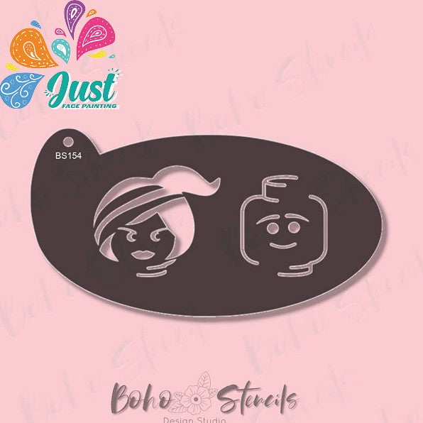 BOHO Stencils - BS154 Block Girl & Boy