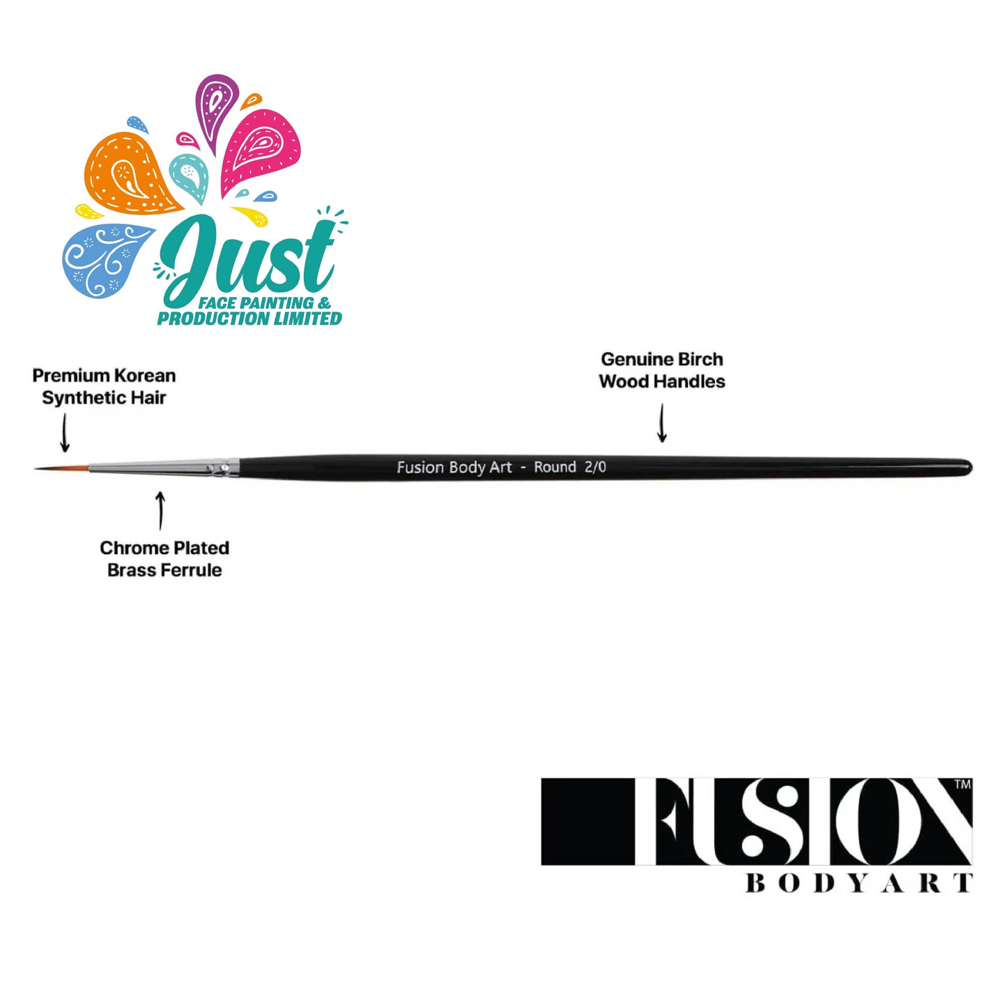 Fusion brush - FUSION BODY ART BRUSH - FINE LINER DETAIL ROUND BRUSH 2/0