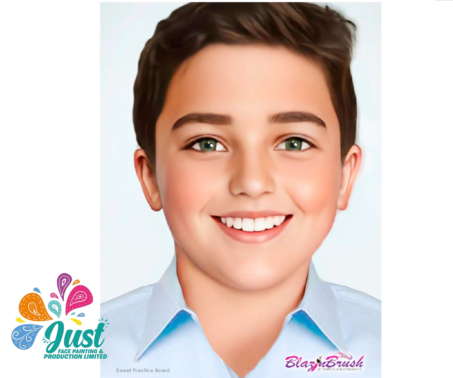 Blazin Brush - Sweet practice - Face painting Board BOY *Augusto* (Double - sided)