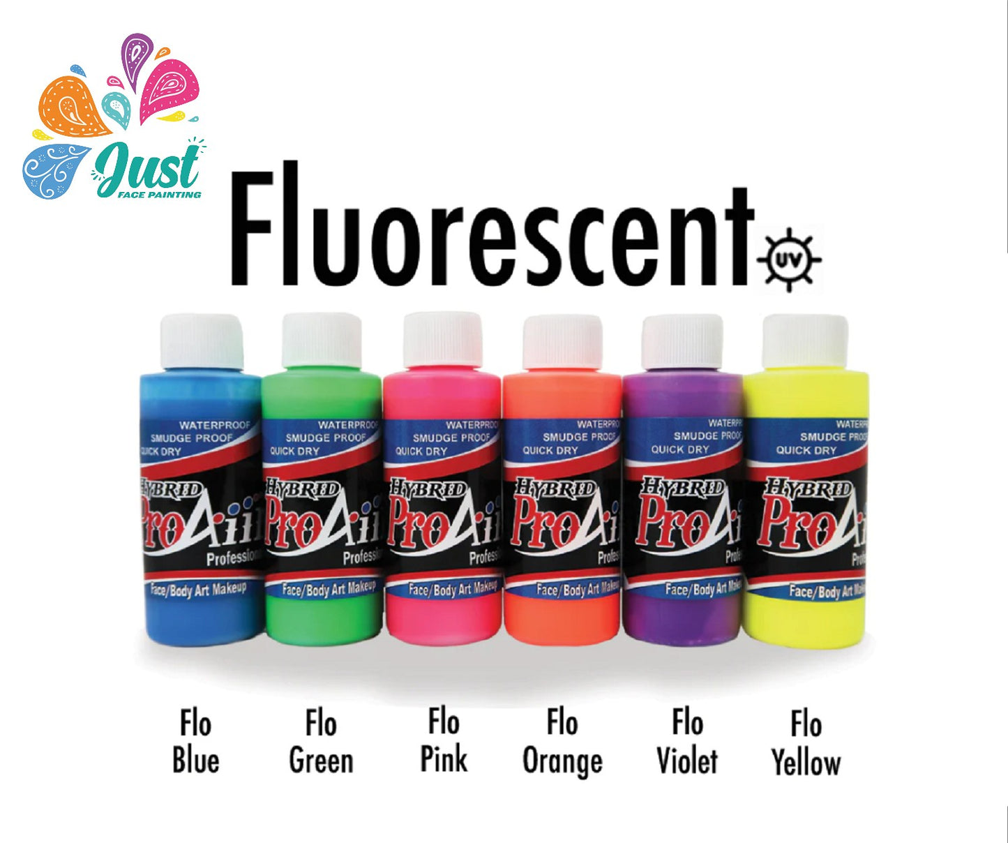 Waterproof - ProAiir Hybrid - Fluorescent UV Paint Set ( 2oz , 6 pack) / (2oz, 1 pc)
