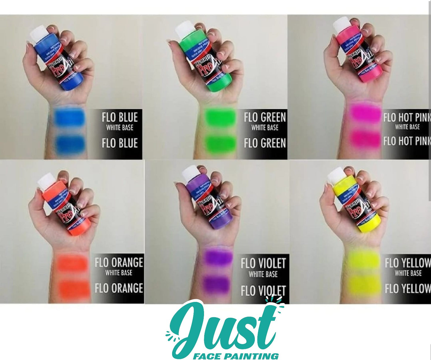Waterproof - ProAiir Hybrid - Fluorescent UV Paint Set ( 2oz , 6 pack) / (2oz, 1 pc)
