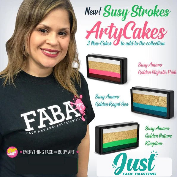Sillyfarm BRUSH CAKE - Susy Amaro's Golden Collection "Golden Royal Sea" Arty Brush Cake