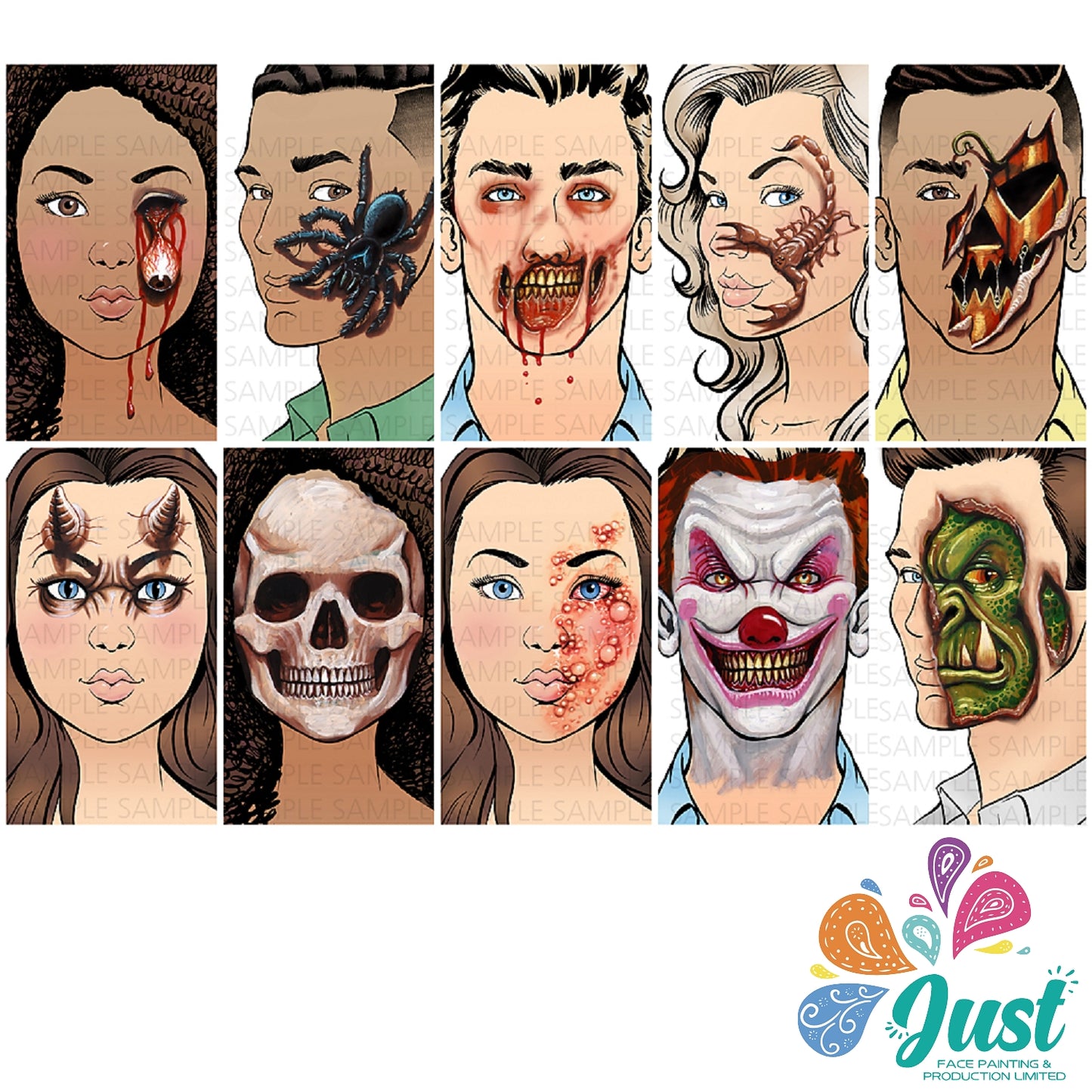 Sparkling Faces - The Ultimate Face Painting Guide - Scary Halloween Designs by Matteo Arfanotti