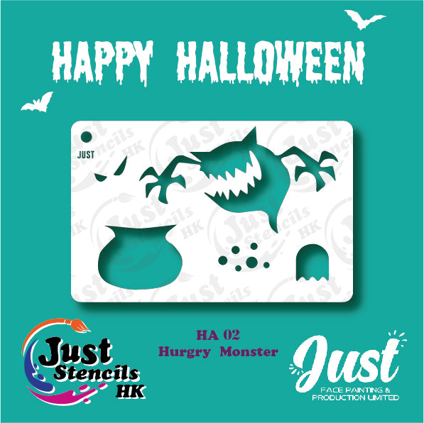 Just Stencils - Halloween Stencils - HA02 - Hungry Monster (1 no / 9 nos per set)