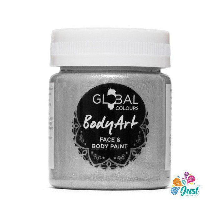 Global Body Art Face Paint - Liquid Metallic Silver 45ml
