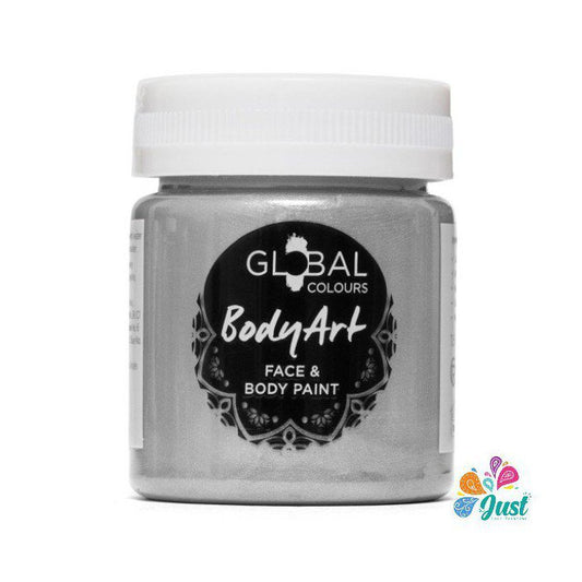 Global Body Art Face Paint - Liquid Metallic Silver 45ml
