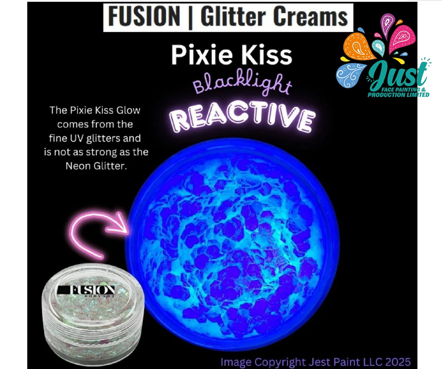 Fusion Body Art | Glitter Cream - Pixie Kiss 10mL (UV effect)