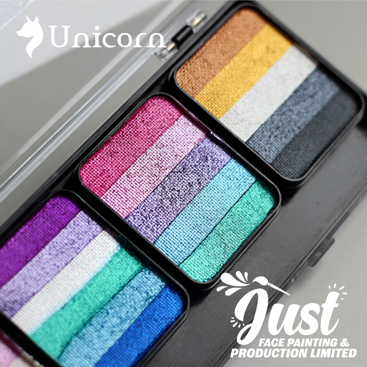 Unicorn Sponge Rainbow Cake Palette - Аквагрим Unicorn Face Painting - "Shimmer Paradise" (for sponge) 5*25 gr