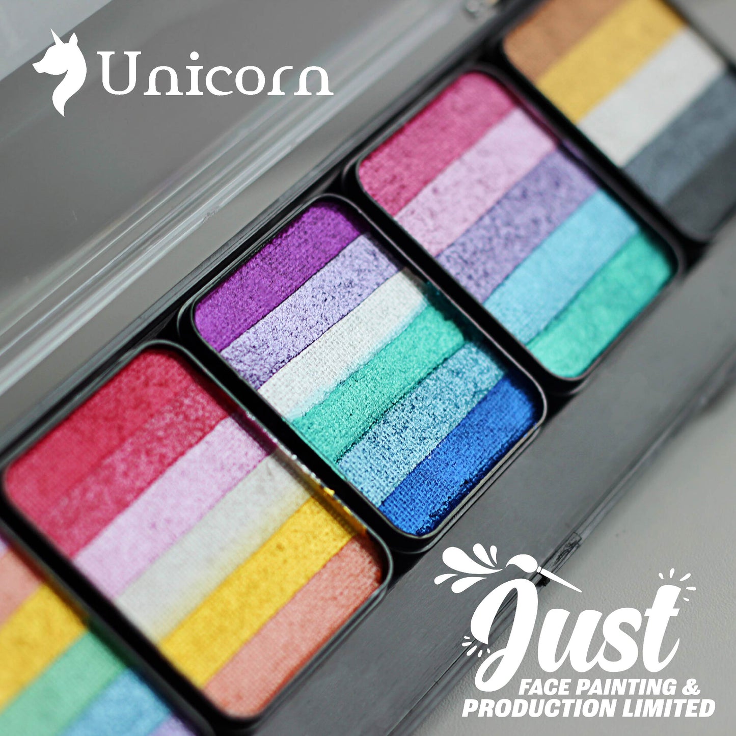 Unicorn Sponge Rainbow Cake Palette - Аквагрим Unicorn Face Painting - "Shimmer Paradise" (for sponge) 5*25 gr