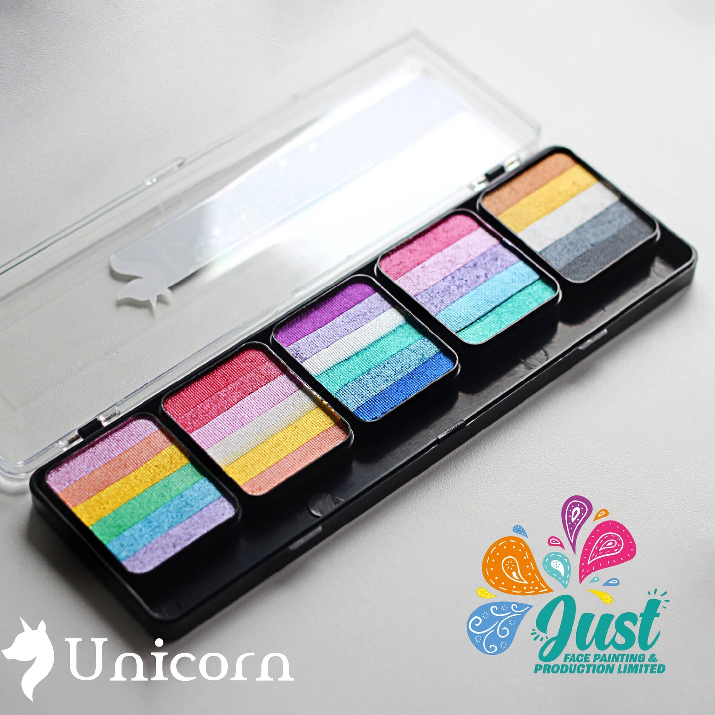 Unicorn Sponge Rainbow Cake Palette - Аквагрим Unicorn Face Painting - "Shimmer Paradise" (for sponge) 5*25 gr