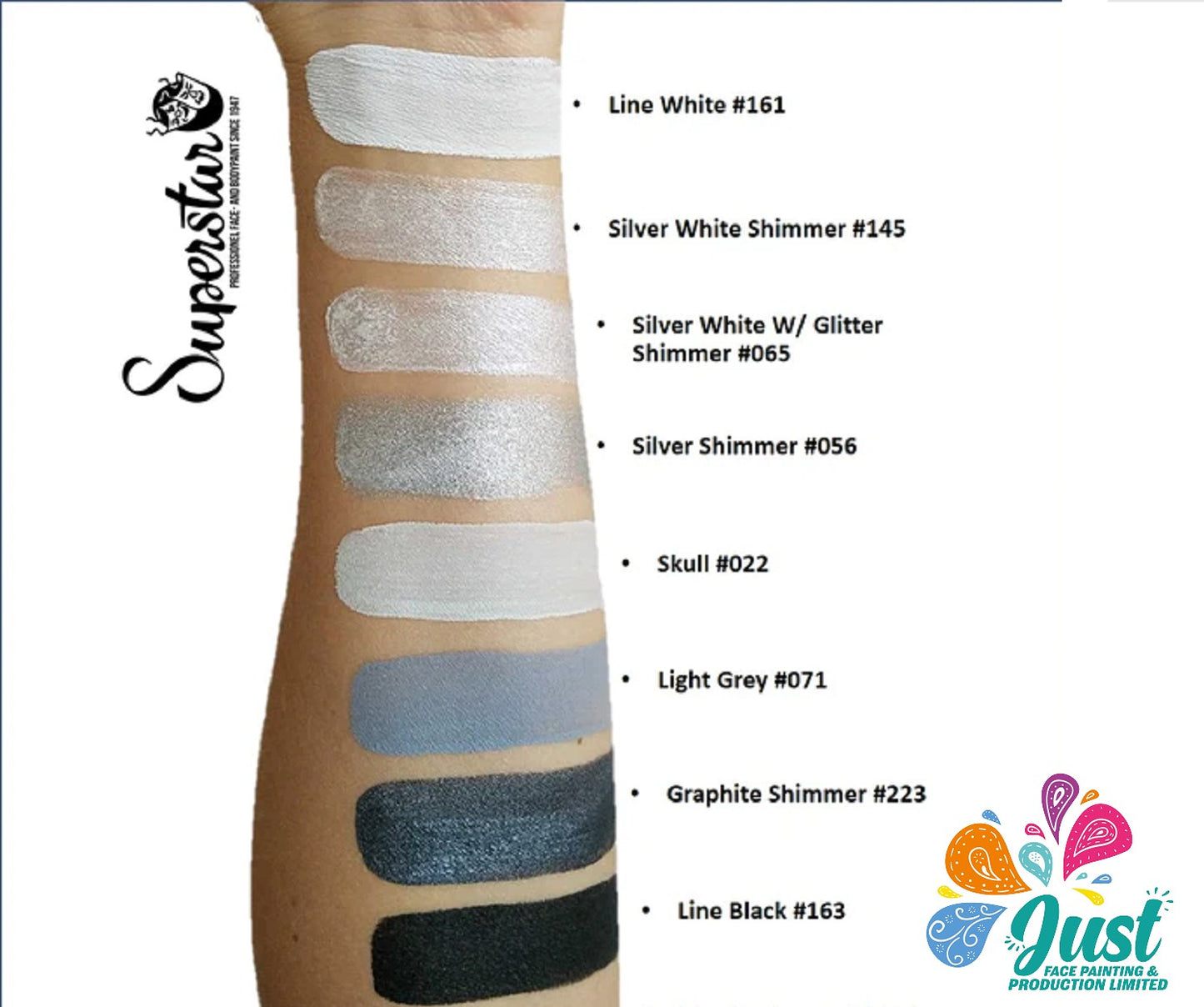 Superstar - Aqua Face- and Bodypaint 16G/45G - Silver White w/ Glitter (shimmer)
