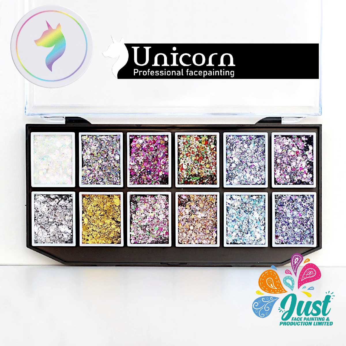 Unicorn Glitter Cream Palette - Аквагрим Unicorn Face Painting - Stardust Unicorn Cream Glitter Palette 12*10 ml
