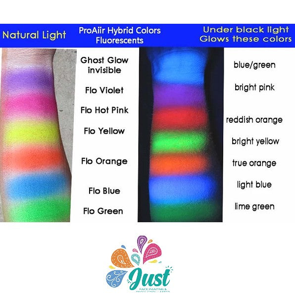 Waterproof - ProAiir Hybrid - Fluorescent UV Paint Set ( 2oz , 6 pack) / (2oz, 1 pc)