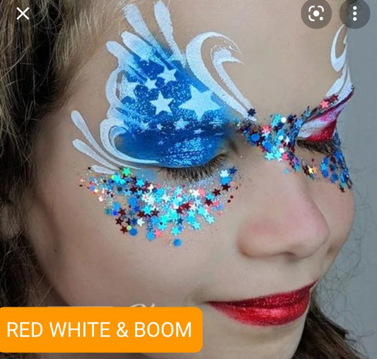 Vivid Glitter Glitter Cream - Red White & Boom - Gleam Chunky Glitter Cream (10g /Stackable Jar)