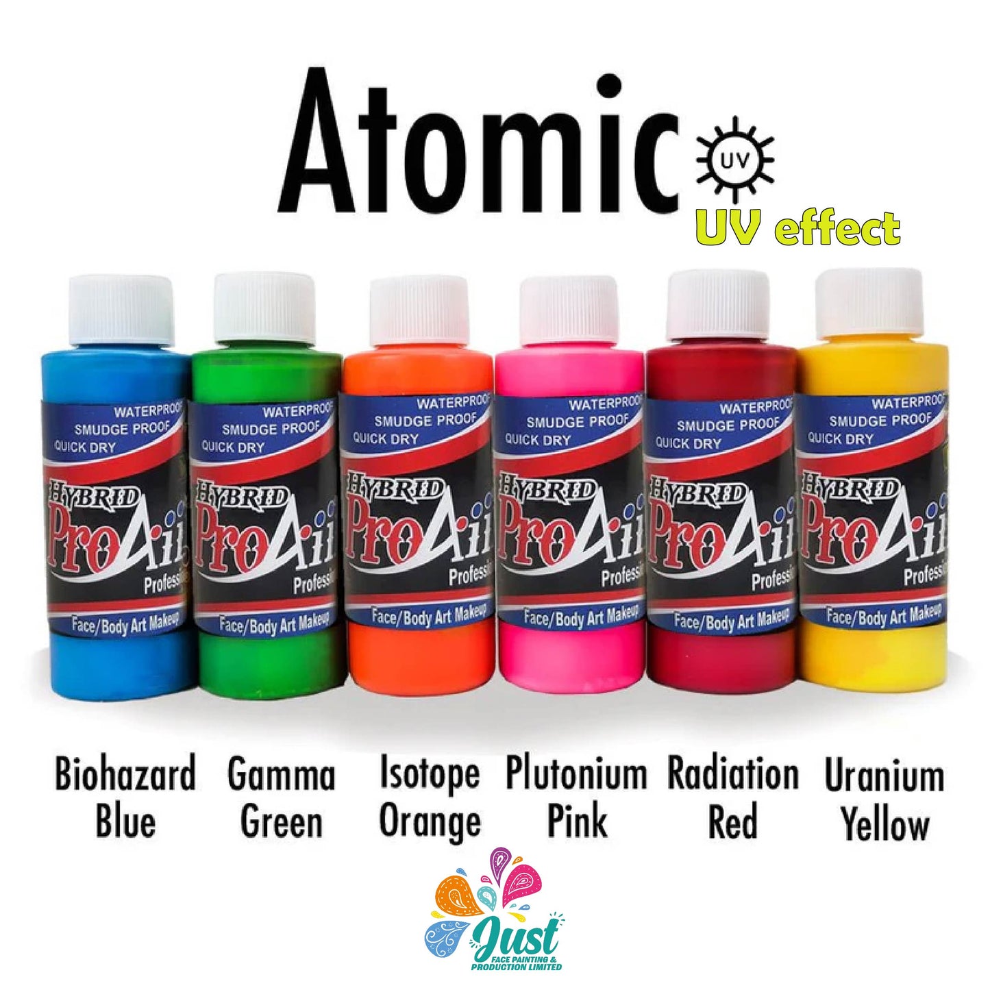 Waterproof - ProAiir Hybrid -ATOMIC UV Paint Set ( 2oz , 6 pack) / (2oz, 1 pc)