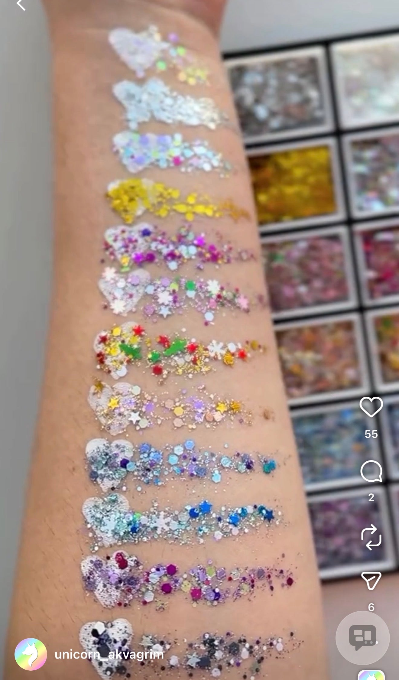 Unicorn  Glitter Cream Palette - Аквагрим Unicorn Face Painting - Stardust Unicorn Cream Glitter Palette 12*10 ml