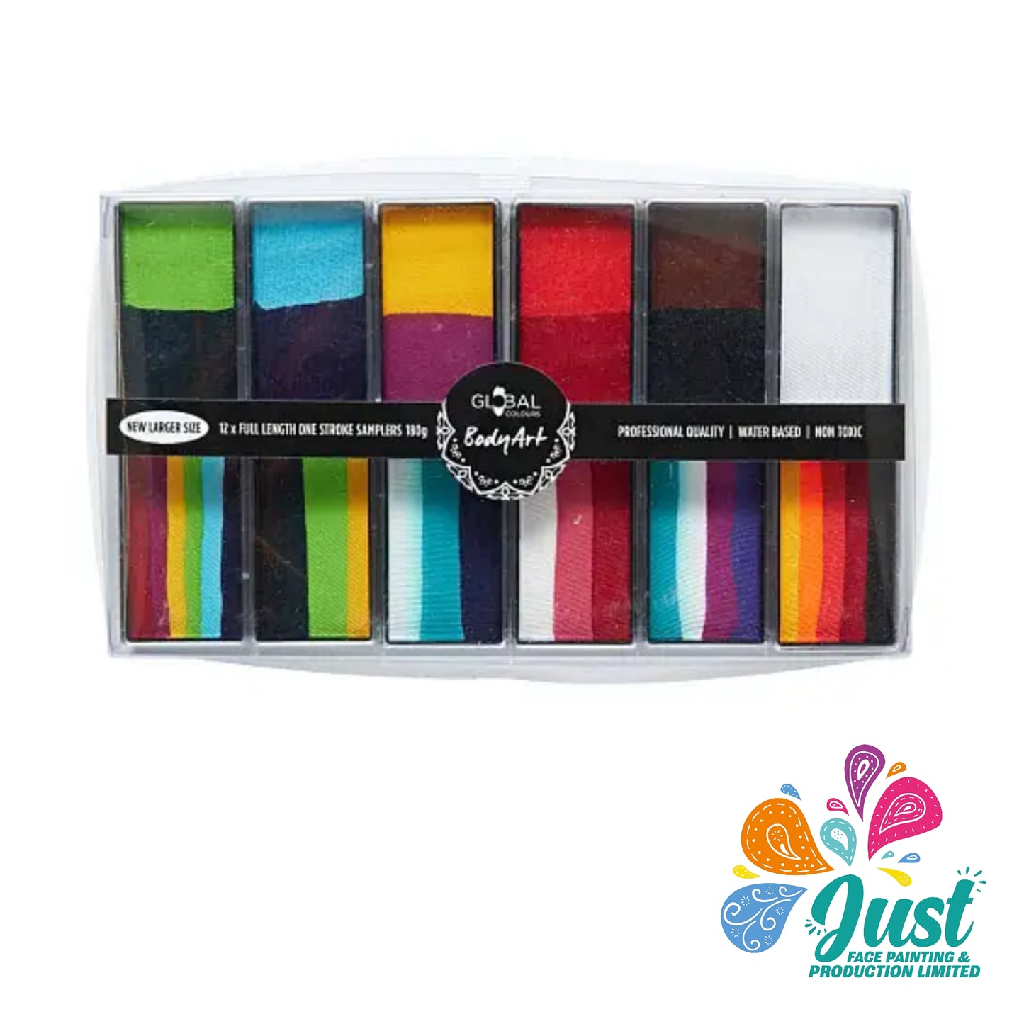 Global Colours Palette - Carnival – Multi One Strokes + Colours Face & BodyArt Refillable FX Palette Sampler 12x 15g