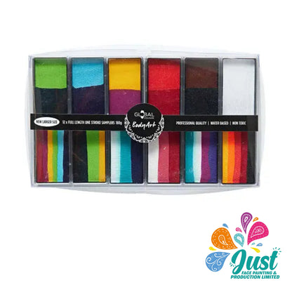 Global Colours Palette - Carnival – Multi One Strokes + Colours Face & BodyArt Refillable FX Palette Sampler 12x 15g