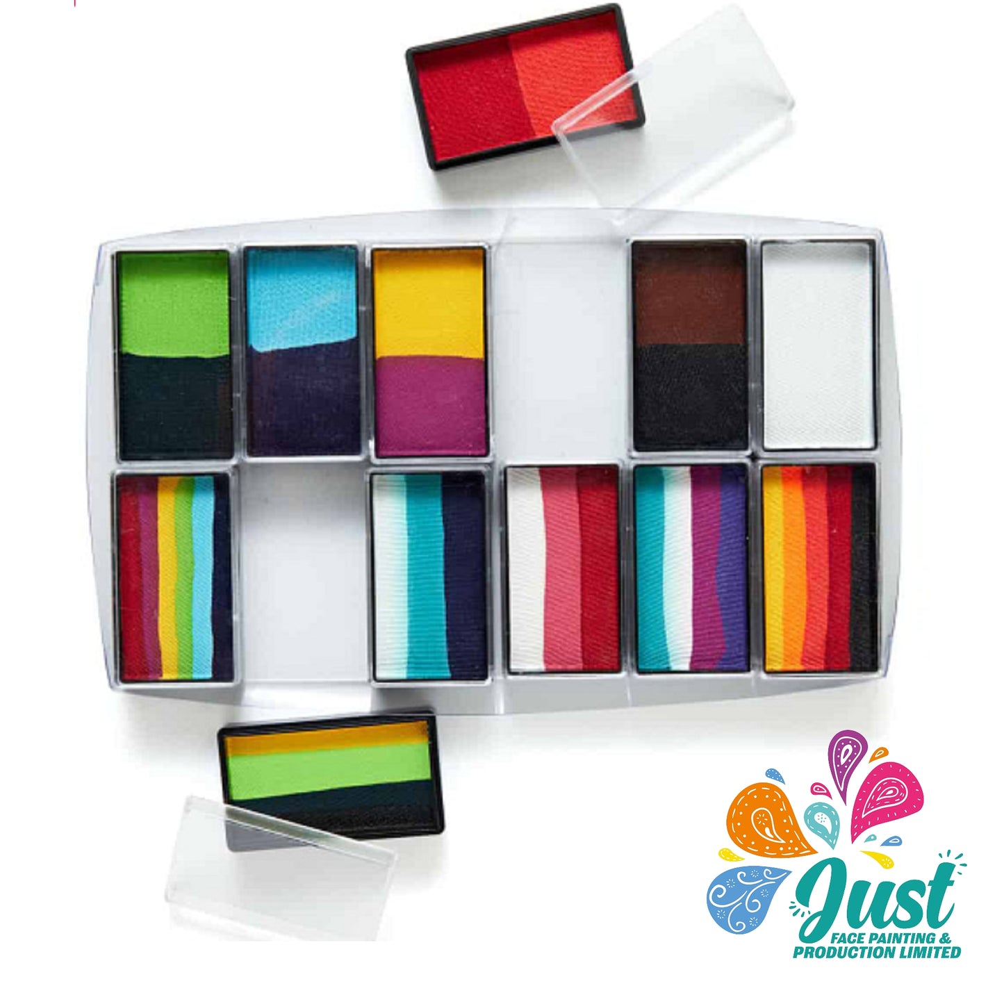 Global Colours Palette - Carnival – Multi One Strokes + Colours Face & BodyArt Refillable FX Palette Sampler 12x 15g