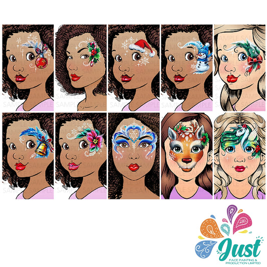 Sparkling Faces - The Ultimate Face Painting Guide - Magical Christmas Designs by Milena Potekhina with 3 stencils