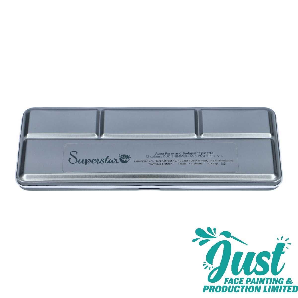 Superstar - Aqua Face- and Bodypaint palette 12 colours DUO SHIMMER- AND PASTEL COLOURS