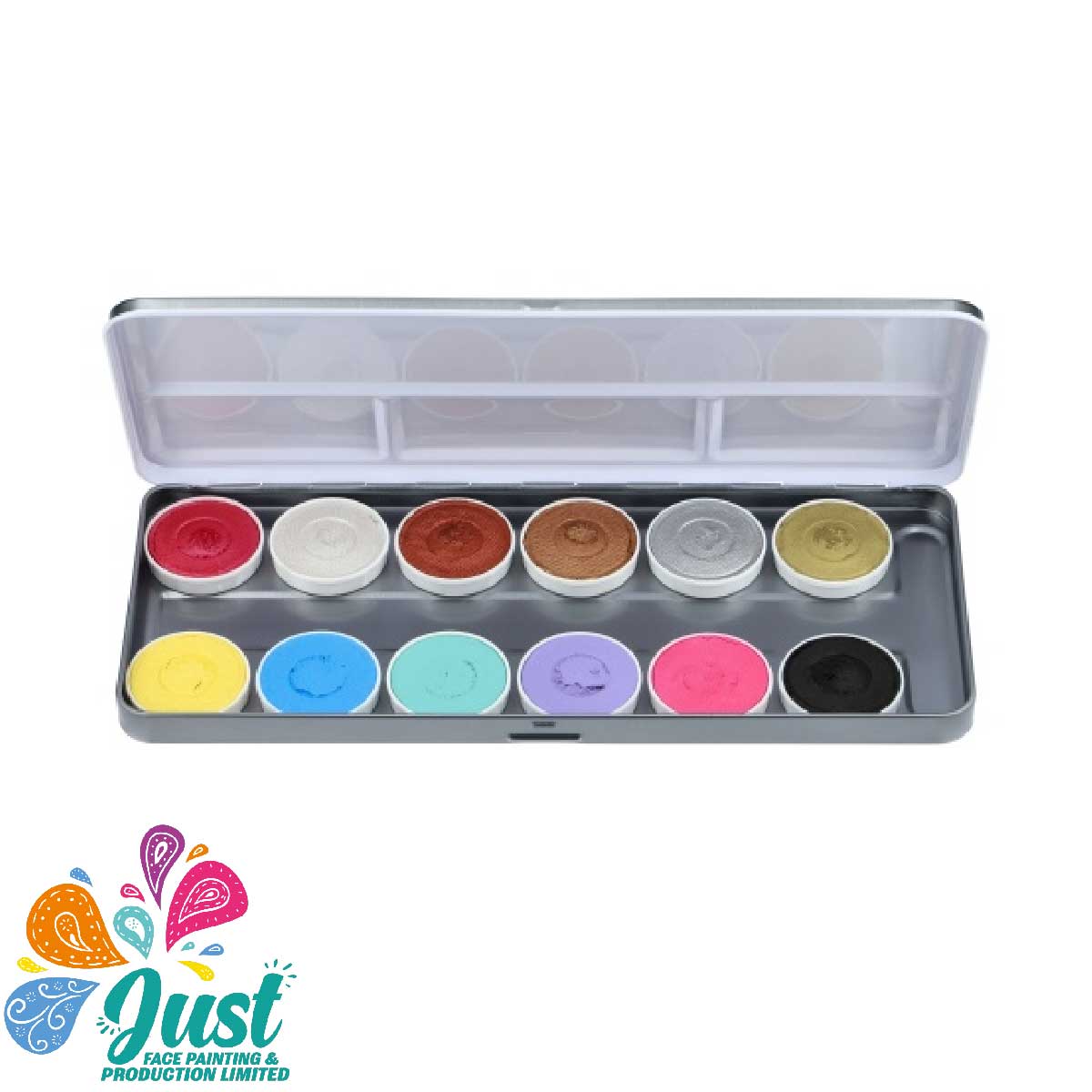 Superstar - Aqua Face- and Bodypaint palette 12 colours DUO SHIMMER- AND PASTEL COLOURS