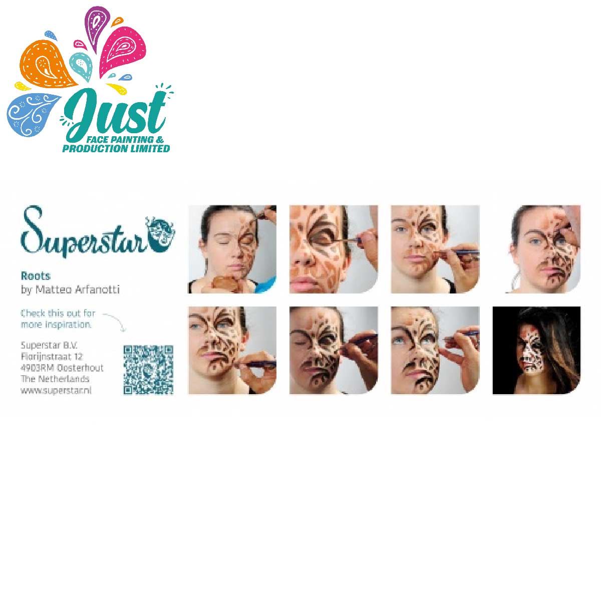 Superstar - Aqua Face- and Bodypaint palette 12 colours FEARSOME FACES by Matteo Arfanotti