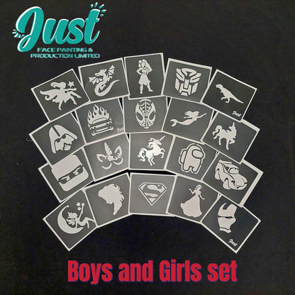 Glitter Tattoo stencil set (20 pcs) - Halloween and Christmas Limited Edition