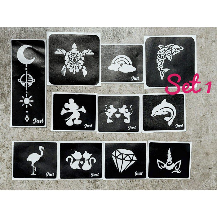 Glitter Tattoo stencil set (11 pcs)