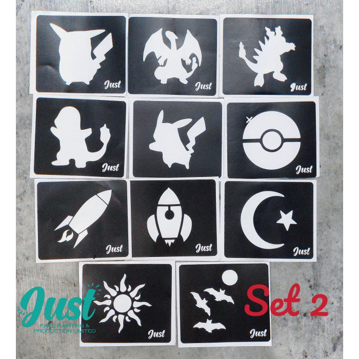 Glitter Tattoo stencil set (11 pcs)