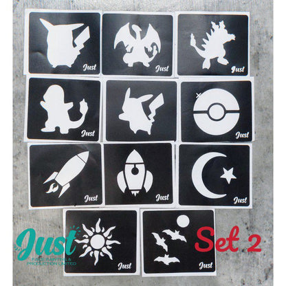 Glitter Tattoo stencil set (11 pcs)