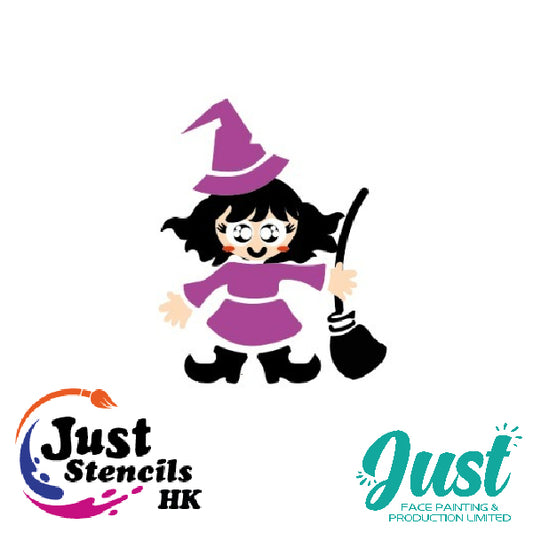 Just Stencils - Halloween Stencils - HA08 - Happy Witch (1 no / 9 nos per set)