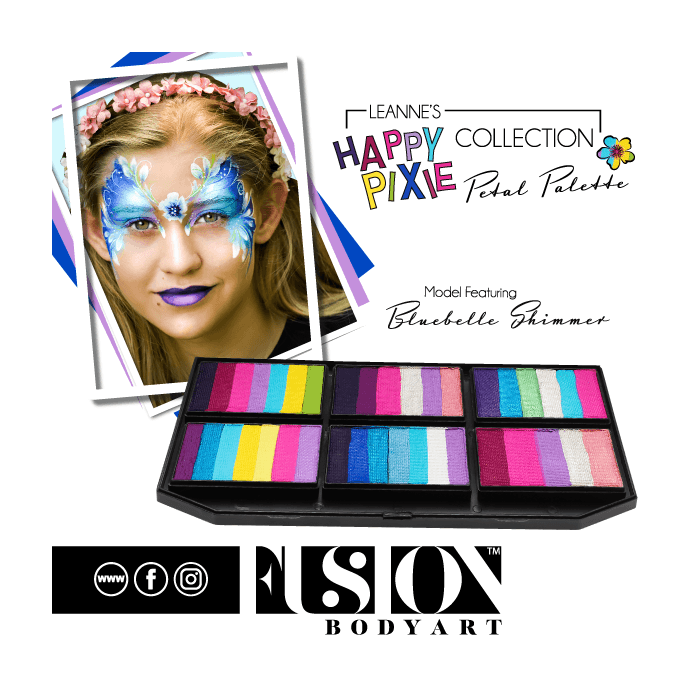 Fusion Rainbow Cake - Leanne's Face Painting Petal Cake | Leanne's Bluebelle Shimmer