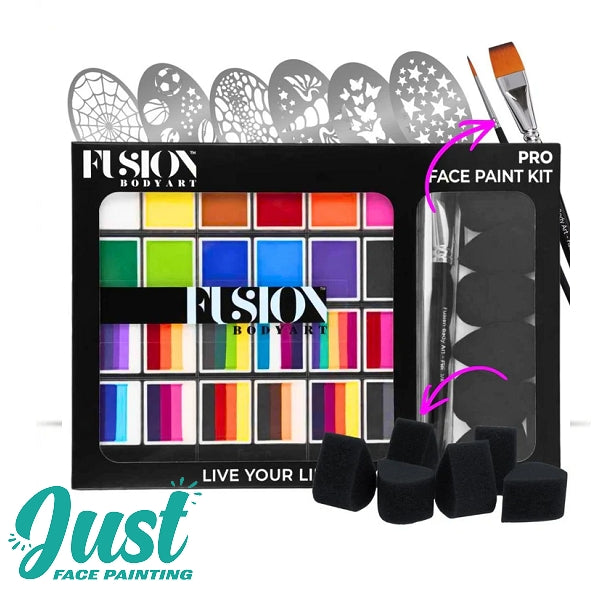 Fusion Palette - Fusion PRO Face Paint Kit (Stencil, Brushes and Paint Set)