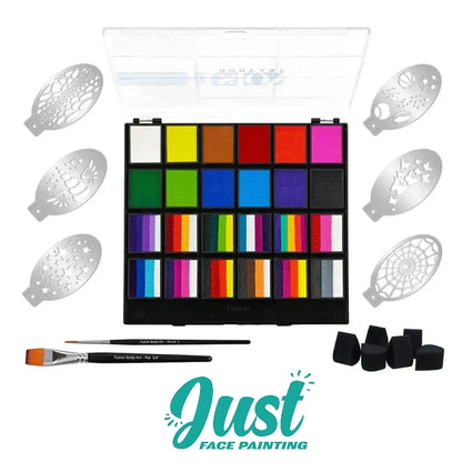 Fusion Palette - Fusion PRO Face Paint Kit (Stencil, Brushes and Paint Set)