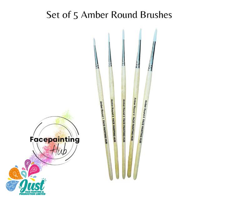 Face Painting Hub Brushes - AMBER ROUND Collection - Round Set of 5