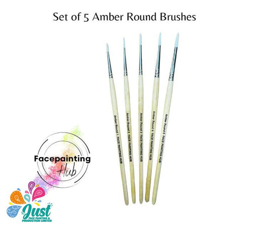 Face Painting Hub Brushes - AMBER ROUND Collection - Round Set of 5