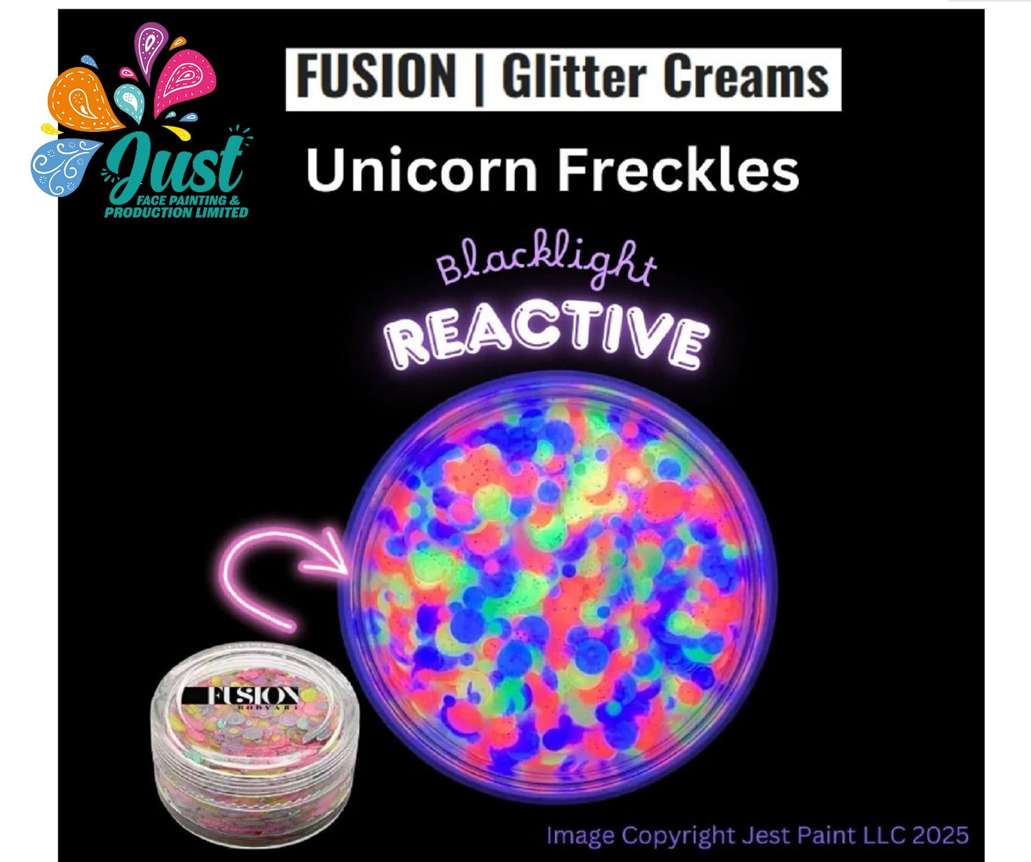Fusion Body Art | Glitter Cream - Unicorn Freckles 10mL (UV effect)